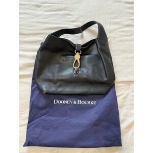 Dooney & Bourke‎ Black Pebble Leather Shoulder Bag with Gold Hardware & Dust Bag